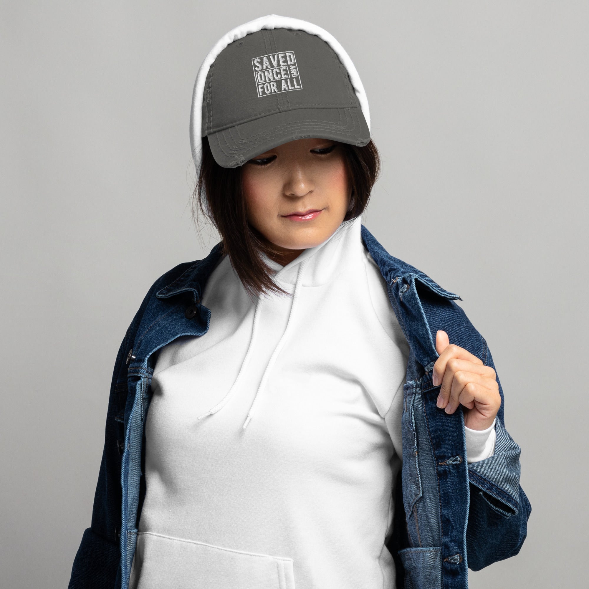 "Saved Once and For All" Distressed Hat