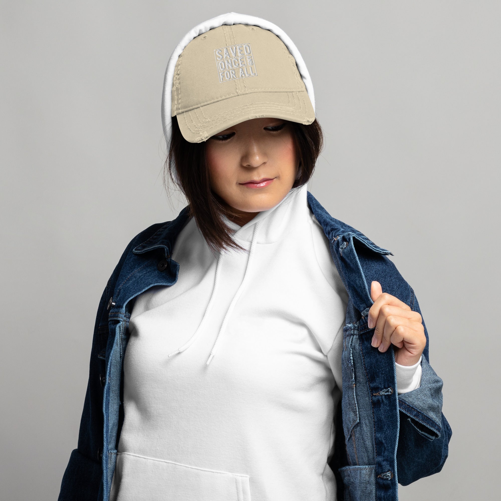 "Saved Once and For All" Distressed Hat