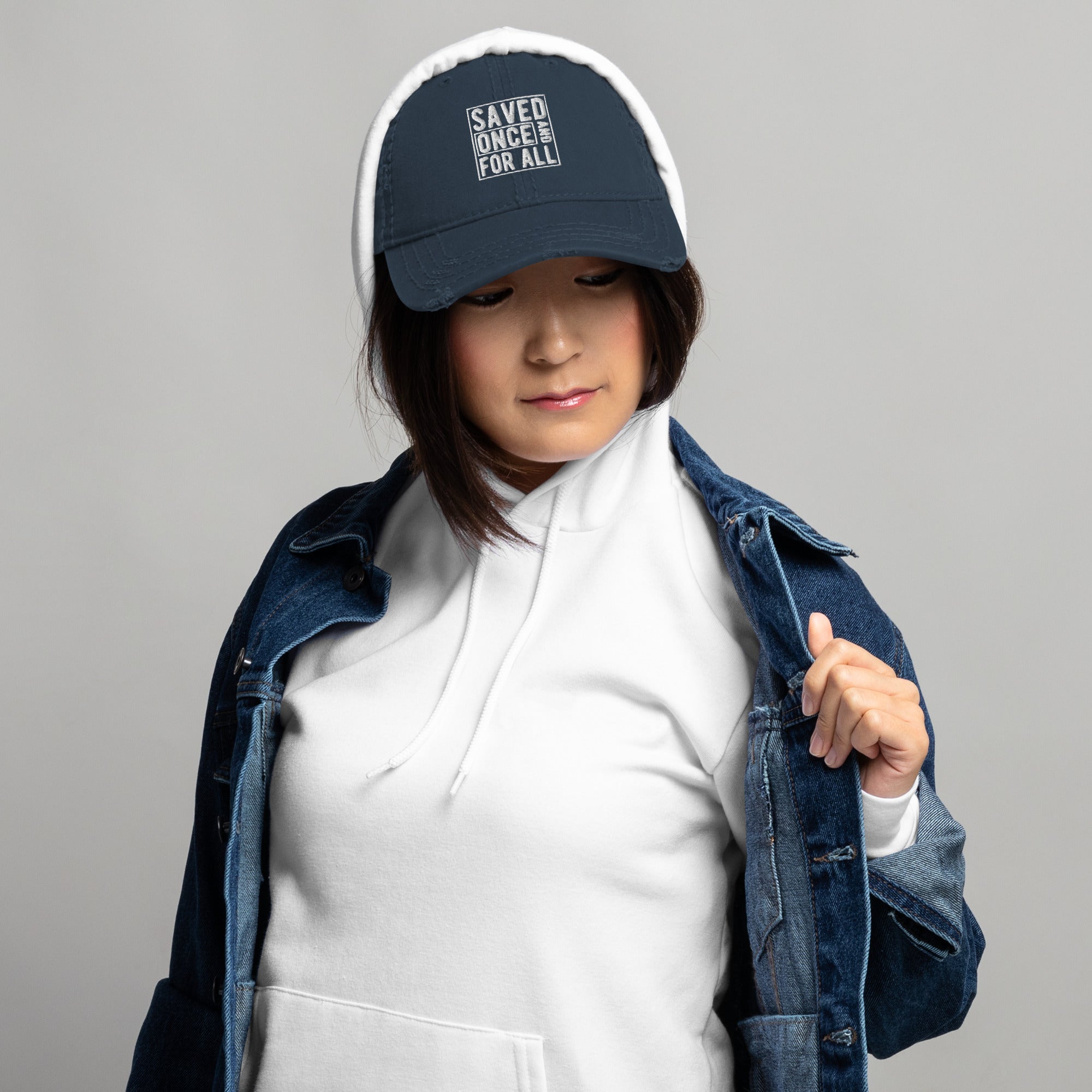 "Saved Once and For All" Distressed Hat