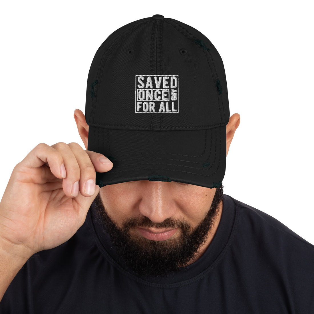 "Saved Once and For All" Distressed Hat