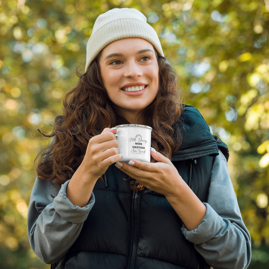 &quot;All Things Work Together For Good&quot; Enamel Mug